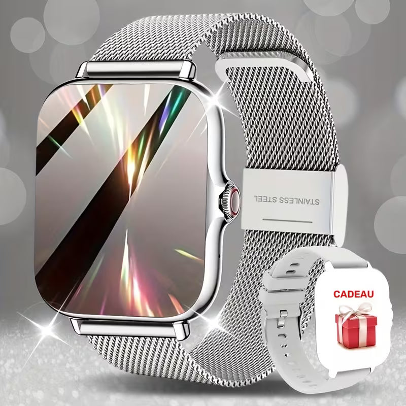 Montre pour femme avec écran tactile de 1,84 pouces et bracelet classique