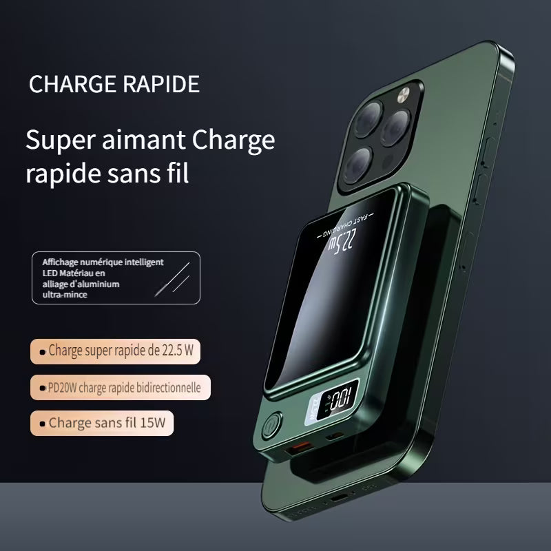 Nouvelle batterie externe magnétique sans fil ultra puissante portable de 10000 mAh avec charge rapide 22.5W/PD20
