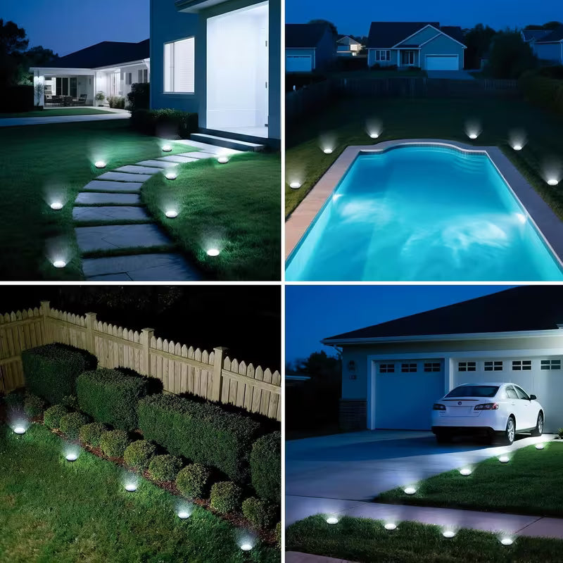 Lampes solaires de sol 56LED 40LED, lot de 7/5 lampes solaires pour statues, lampes décoratives d'extérieur IP44, éclairage paysager plat à LED amélioré, convient aux allées extérieures, jardins, cours et allées