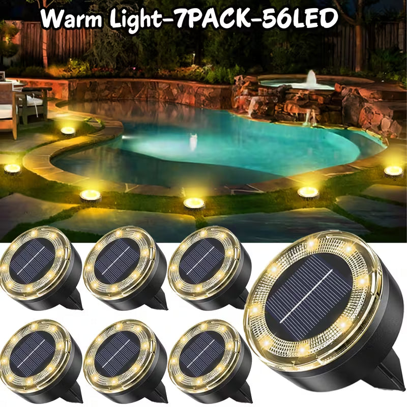 Lampes solaires de sol 56LED 40LED, lot de 7/5 lampes solaires pour statues, lampes décoratives d'extérieur IP44, éclairage paysager plat à LED amélioré, convient aux allées extérieures, jardins, cours et allées