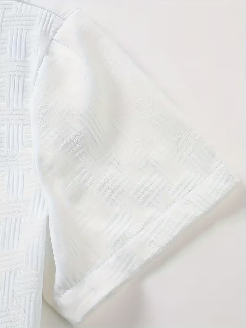 Tenue pour Homme, Ensemble 2 Pièces Coordonnées Chemise à Manches Courtes Boutonnée à Revers et à Imprimé à Carreaux et Short pour Activités de Plein Air