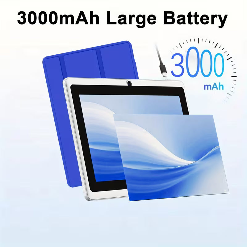 Tablette Android 11 2025, Tablette 7 pouces avec étui de , 6 Go de RAM extensible 2+4 + 32 Go de ROM, Processeur Quad-Core, Appareil photo avant 2,0 MP + arrière 2,0 MP, Tablette IPS 3000 mAh, Tablette Wi-Fi, Cadeau d'anniversaire, Fête des Pères