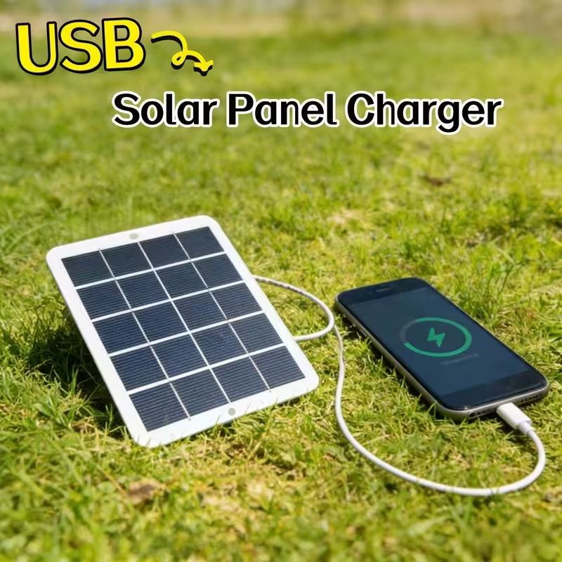 [Panneau de Charge Solaire avec Interface USB] Compact et Portable, Idéal pour Charger des Appareils Tels que Téléphones Portables, Lampes Torches et Ventilateurs Pendant le Camping en Famille, les Aventures en Plein Air et les Voyages
