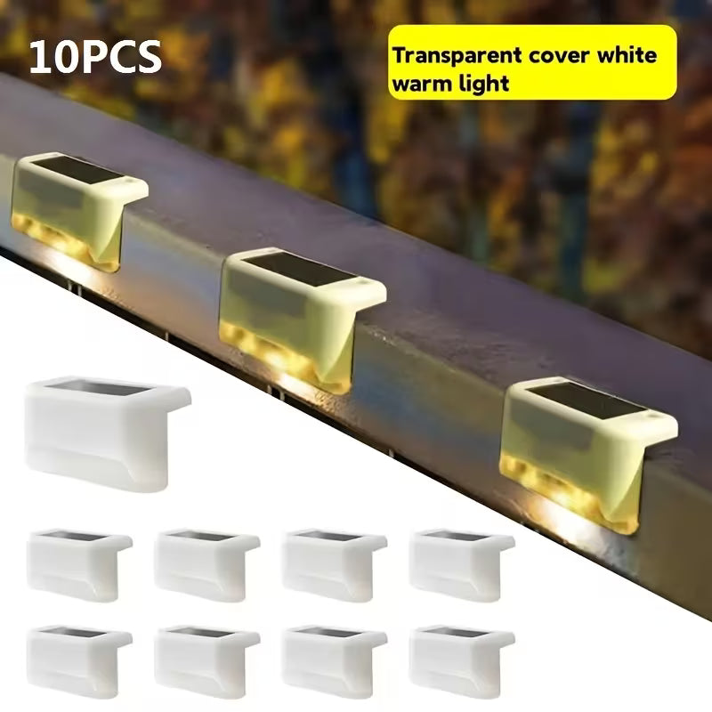10 pièces de lampes solaires extérieures pour jardin, éclairage pour escalier, terrasse, couloir, murs, balustrade, décoration festive, IP44