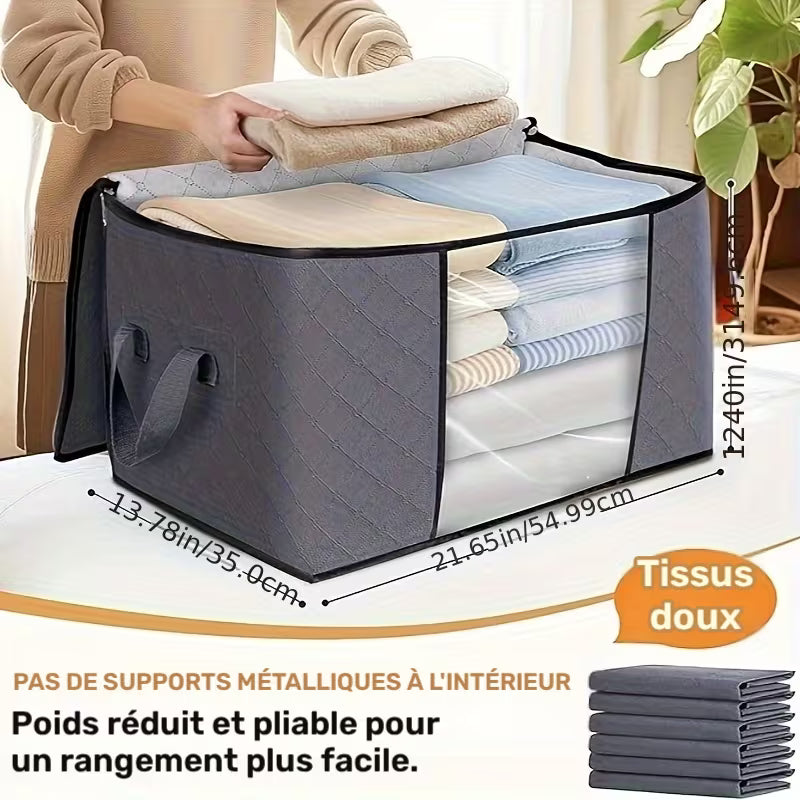 Lot de 3 sacs de rangement extra larges avec fermeture éclair et housse - Sacs de rangement pliables et durables pour vêtements