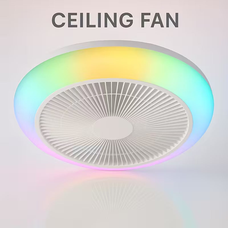 1 ventilateur de plafond intelligent avec lumière LED | Cadeau de Noël, profil bas, sans pales, télécommande, montage encastré fermé, minuterie, 3000-6000K, réversible, pour salon, chambre, grenier, cuisine, buanderie, salle à manger, blanc - AOSUI
