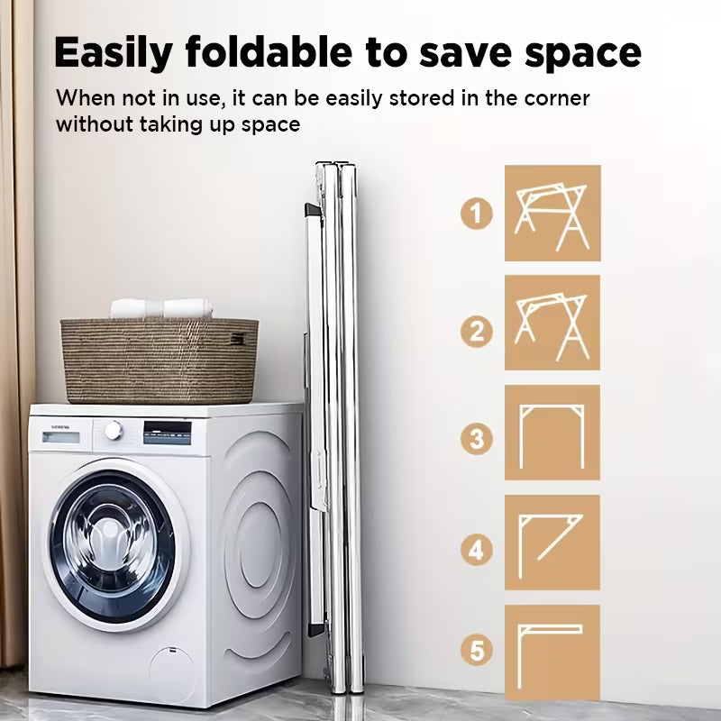 Séchoir à linge | Longueur rétractable et pliable, tailles 160.02cm et 199.9cm, métal durable, autoportant, acier inoxydable robuste, JOYBOS, séchoirs à linge