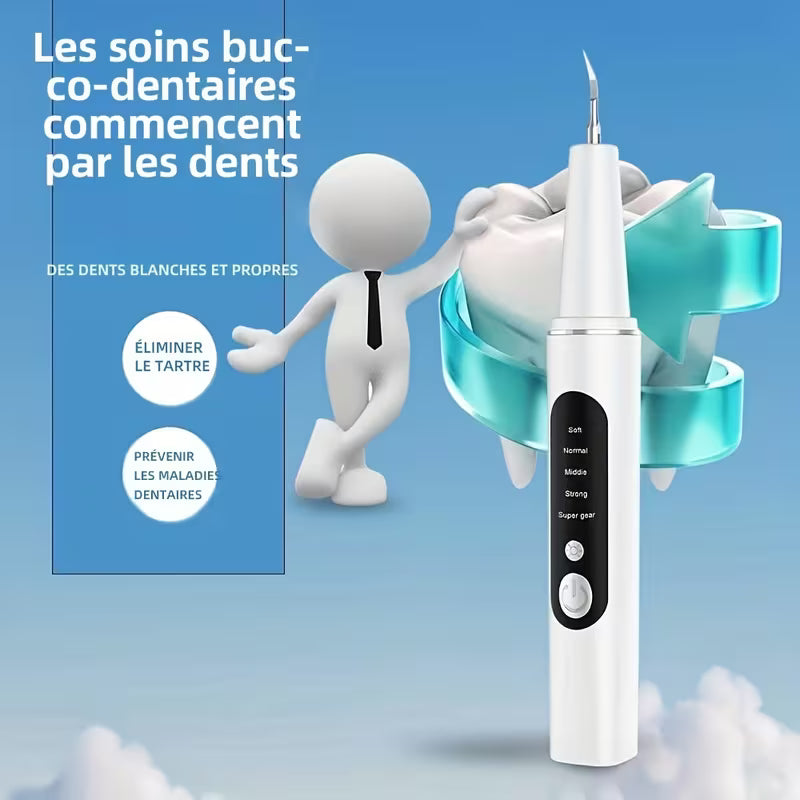 Kit de Détartrage ProClean - Fil Dentaire Électrique avec Lumière LED Réglable à 5 Niveaux, 4 Têtes Remplaçables et Extraction Avancée du Calcul Dental pour une Santé Bucco-Dentaire Améliorée et un Souffle Frais
