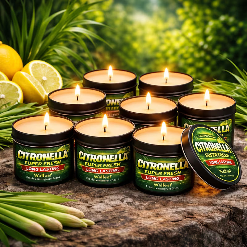 1/4/6 pièces Bougie Parfumée Citronnelle (Citronnelle de Sauge) d'Extérieur