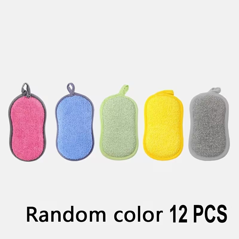 Lot de 12 Éponges Récurantes Polyvalentes - Brosses de Nettoyage Lavables et Réutilisables pour Cuisine et Salle de Bain, Sans Rayures, Adaptées aux Casseroles, Poêles, Bols, etc.