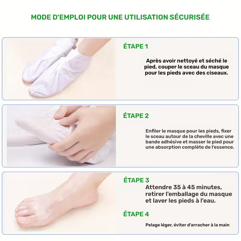 Masque pour Pieds Hydratant, Exfoliant et Raffermissant à l'Aloe Vera - 5 Pièces pour Nettoyer et Adoucir la Peau