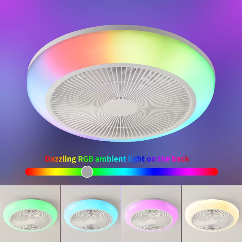 1 ventilateur de plafond intelligent avec lumière LED | Cadeau de Noël, profil bas, sans pales, télécommande, montage encastré fermé, minuterie, 3000-6000K, réversible, pour salon, chambre, grenier, cuisine, buanderie, salle à manger, blanc - AOSUI
