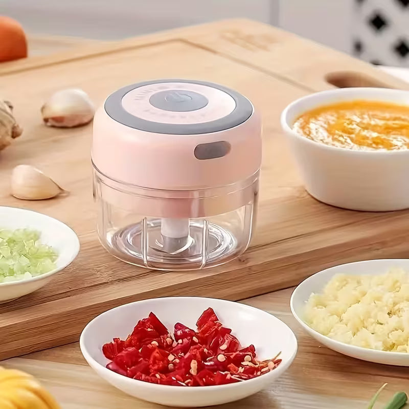 FLZH Hachoir Électrique (250 ml), 3 Lames pour Hacher, Broyer, Émincer, Fouetter, 30W, Appareil à Émincer, Dispositif de Broyage, Design Compact, Performance Efficace, Appareil à Fouetter, Mini Préparateur Alimentaire
