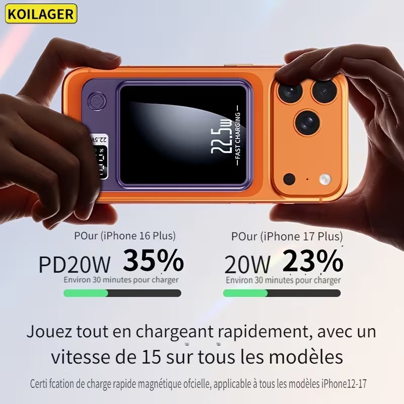 Nouvelle batterie externe magnétique sans fil ultra puissante portable de 10000 mAh avec charge rapide 22.5W/PD20