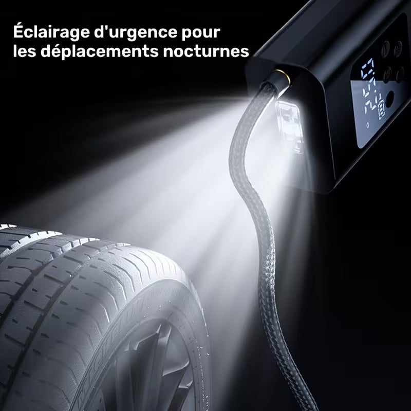 Compresseur d'air portable pour voiture, idéal pour gonfler les pneus.