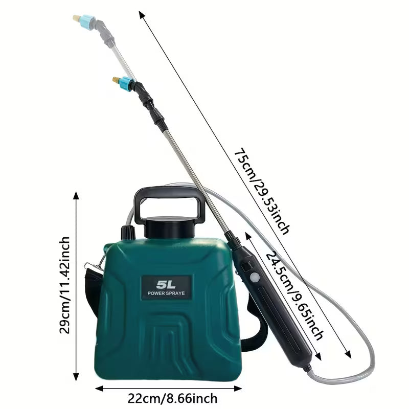 Pulvérisateur Électrique 8L, 5L, 3.7V Puissance Forte, Tige Télescopique Libre, Trois Buses Internes Convertibles, Ceinture d'Épaule Portable Réglable pour Jardin, Bouteille d'Arrosage de Jardin, Convient pour Pelouse et Jardinage, Vert