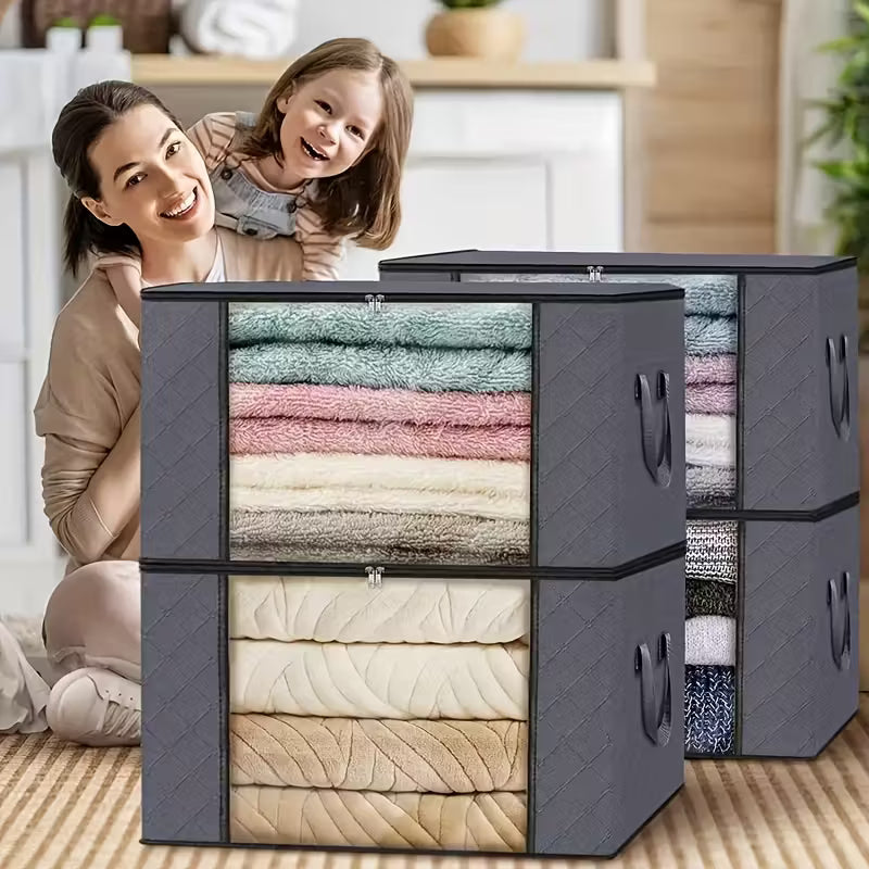 Lot de 3 sacs de rangement extra larges avec fermeture éclair et housse - Sacs de rangement pliables et durables pour vêtements