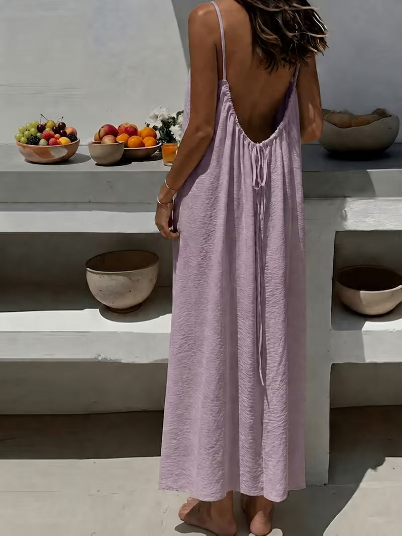 Nouvelle robe jupe longue décontractée dos nu style vacances pour femmes