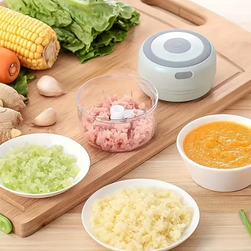 FLZH Hachoir Électrique (250 ml), 3 Lames pour Hacher, Broyer, Émincer, Fouetter, 30W, Appareil à Émincer, Dispositif de Broyage, Design Compact, Performance Efficace, Appareil à Fouetter, Mini Préparateur Alimentaire
