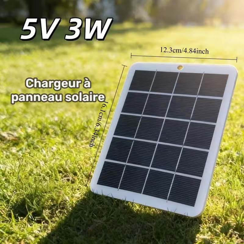[Panneau de Charge Solaire avec Interface USB] Compact et Portable, Idéal pour Charger des Appareils Tels que Téléphones Portables, Lampes Torches et Ventilateurs Pendant le Camping en Famille, les Aventures en Plein Air et les Voyages