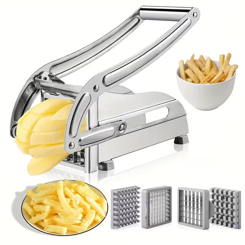 Coupe-légumes, Coupe-frites, Coupe-fruits en acier inoxydable, Hachoir à frites