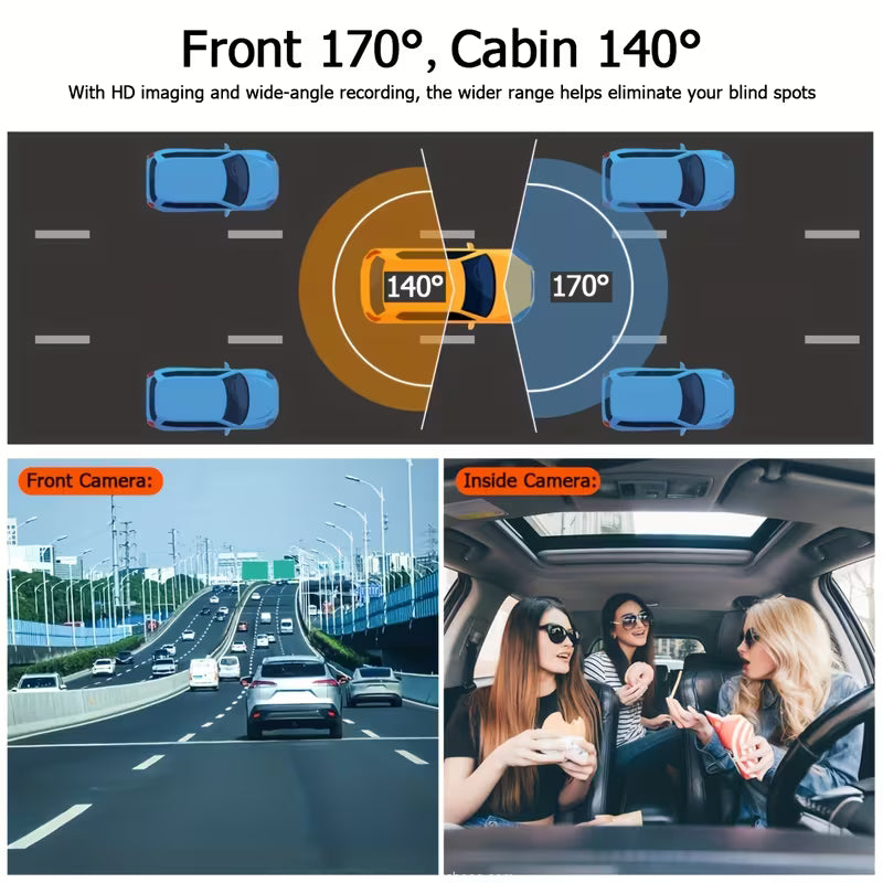 Caméra de tableau de bord 1080P HD avec angle large de 170°, vision nocturne, enregistrement en boucle, capteur G, surveillance de stationnement 24H, batterie rechargeable 5V, contrôle par bouton-poussoir