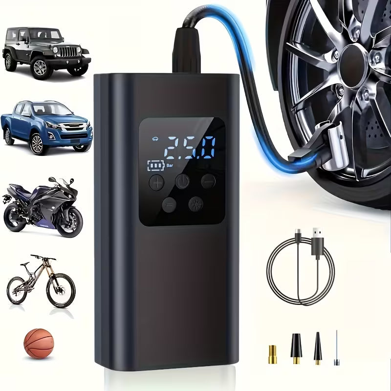 Compresseur d'air portable pour voiture, idéal pour gonfler les pneus.
