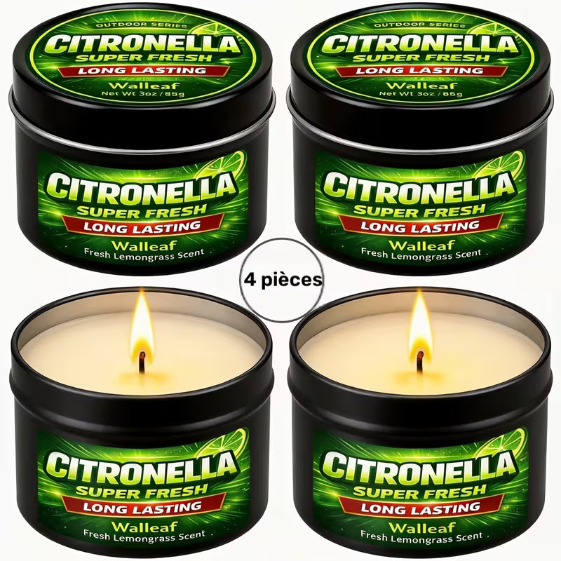 1/4/6 pièces Bougie Parfumée Citronnelle (Citronnelle de Sauge) d'Extérieur