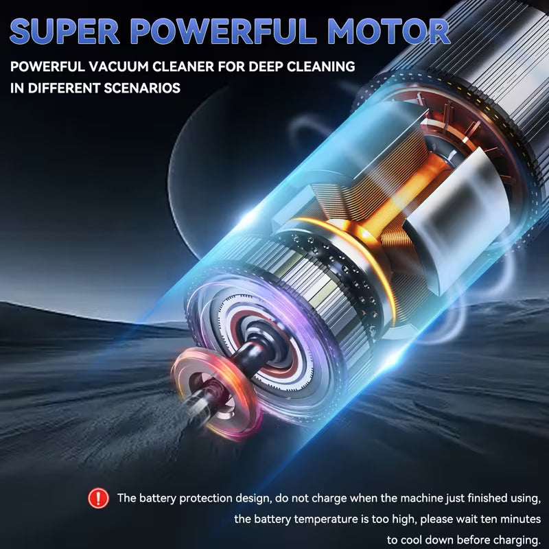 Aspirateur sans fil pour la maison et la voiture, double usage, forte puissance d'aspiration, chargement rapide USB, avec brosse pour crevasses + tête de nettoyage pour ordinateur, aspirateur à main multifonctionnel, une machine pour de multiples usages