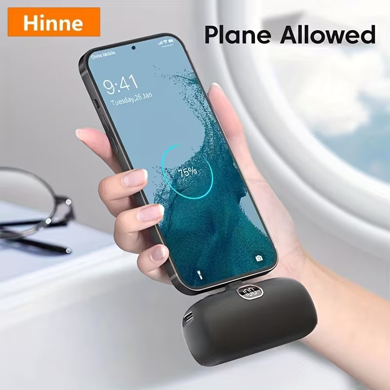 Hinne Mini Chargeur Portable 5000mAh, Batterie Externe Ultra-Compacte pour Voyage, Power Bank de Poche d'Urgence, Batterie de Secours USB pour Mobile, Cadeau