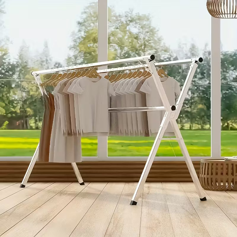 Séchoir à linge | Longueur rétractable et pliable, tailles 160.02cm et 199.9cm, métal durable, autoportant, acier inoxydable robuste, JOYBOS, séchoirs à linge