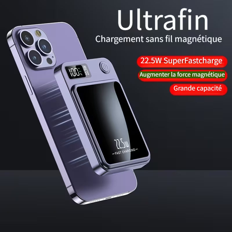 Nouvelle batterie externe magnétique sans fil ultra puissante portable de 10000 mAh avec charge rapide 22.5W/PD20