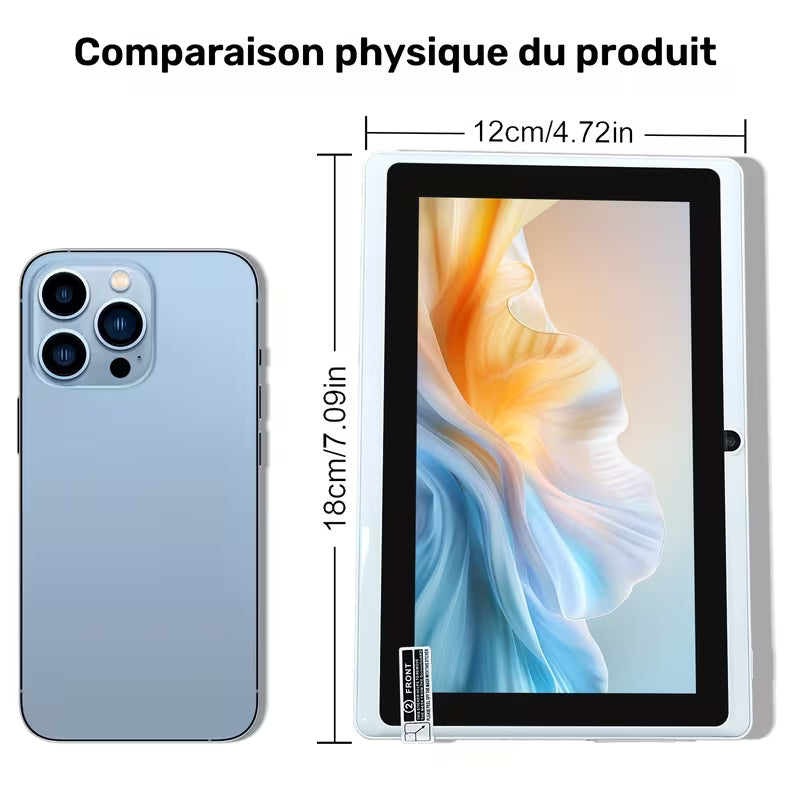 Tablette Android 11 2025, Tablette 7 pouces avec étui de , 6 Go de RAM extensible 2+4 + 32 Go de ROM, Processeur Quad-Core, Appareil photo avant 2,0 MP + arrière 2,0 MP, Tablette IPS 3000 mAh, Tablette Wi-Fi, Cadeau d'anniversaire, Fête des Pères