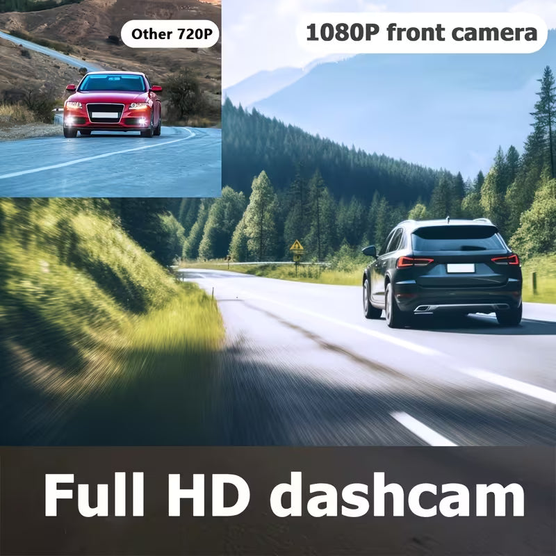 Caméra de tableau de bord 1080P HD avec angle large de 170°, vision nocturne, enregistrement en boucle, capteur G, surveillance de stationnement 24H, batterie rechargeable 5V, contrôle par bouton-poussoir
