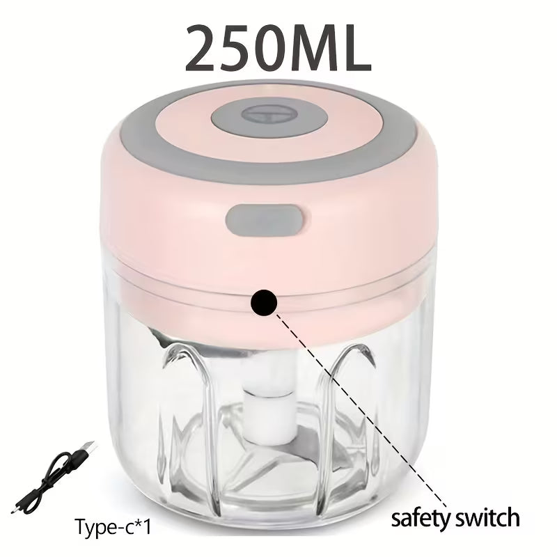 FLZH Hachoir Électrique (250 ml), 3 Lames pour Hacher, Broyer, Émincer, Fouetter, 30W, Appareil à Émincer, Dispositif de Broyage, Design Compact, Performance Efficace, Appareil à Fouetter, Mini Préparateur Alimentaire