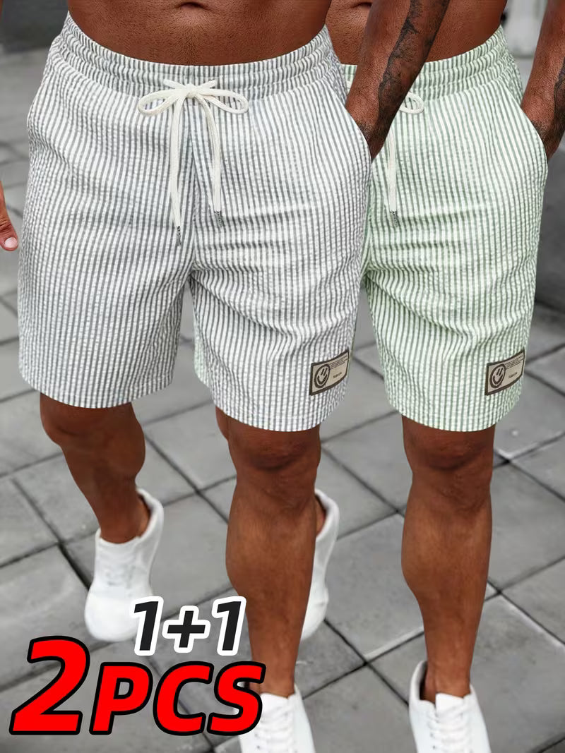 Shorts à rayures décontractés pour homme (2 pièces)