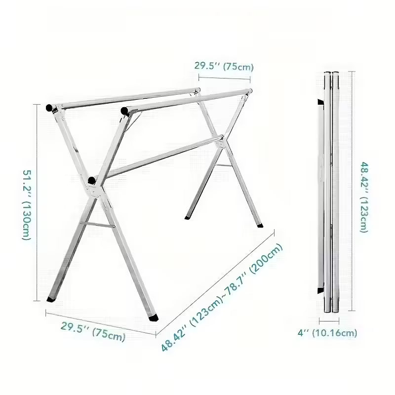 Séchoir à linge | Longueur rétractable et pliable, tailles 160.02cm et 199.9cm, métal durable, autoportant, acier inoxydable robuste, JOYBOS, séchoirs à linge