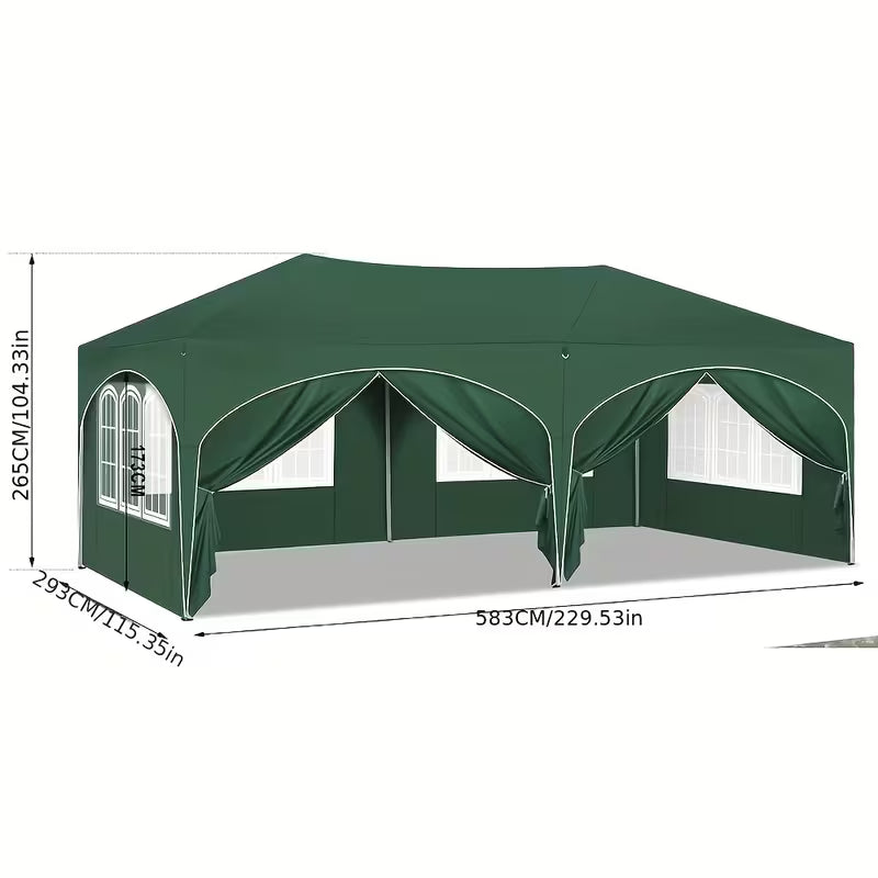 1pc, Gazebo, Gazebo Pliable 3X6 M Avec 6 Murs Latéraux, Tente de Fête, Imperméable, Protégé Des UV, Hauteur Réglable, Avec Sac de Transport, Pour Le Camping En Plein Air