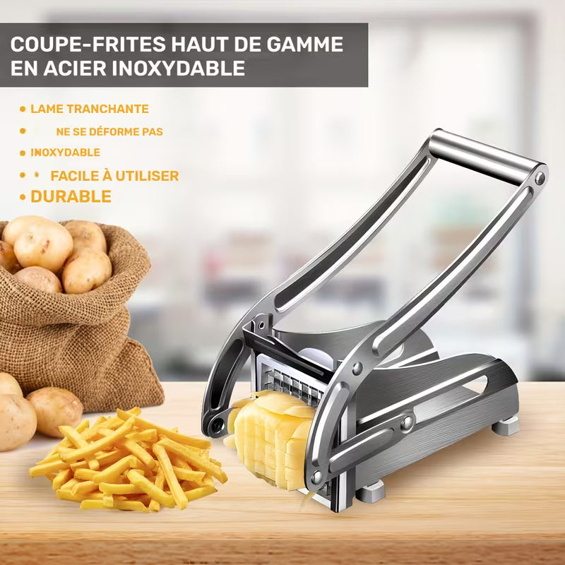 Coupe-légumes, Coupe-frites, Coupe-fruits en acier inoxydable, Hachoir à frites