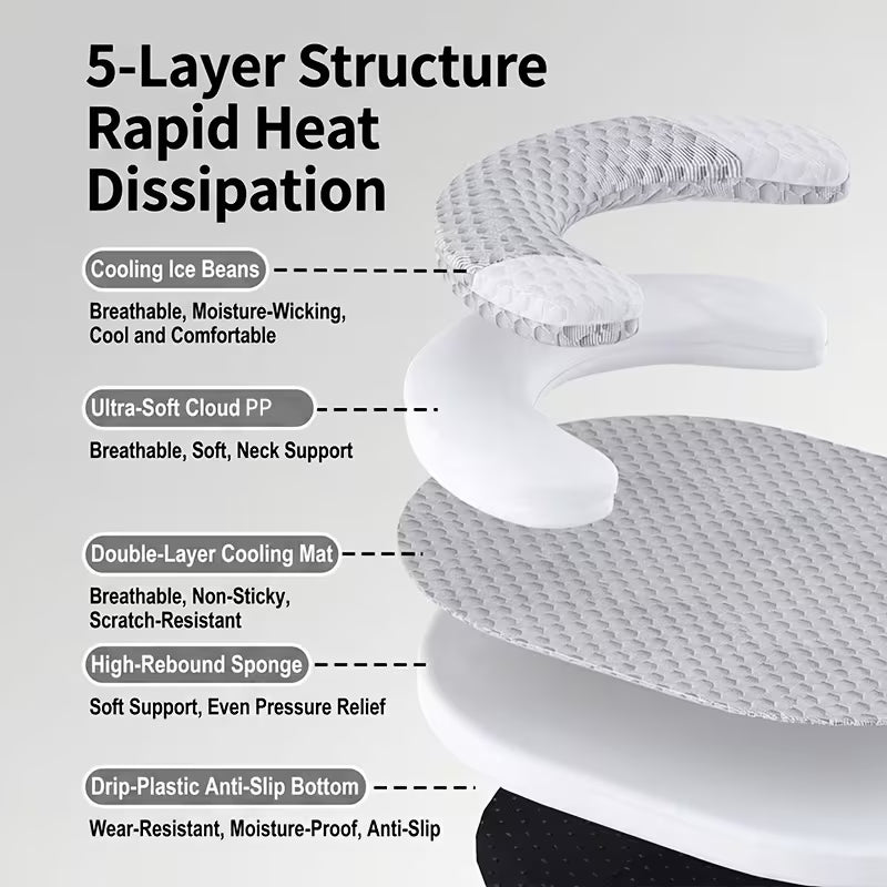 Lit rafraîchissant d'été pour chat, panier respirant pour chien avec oreiller surélevé pour le cou, tapis rond rafraîchissant antidérapant et lavable pour chats et petits chiens