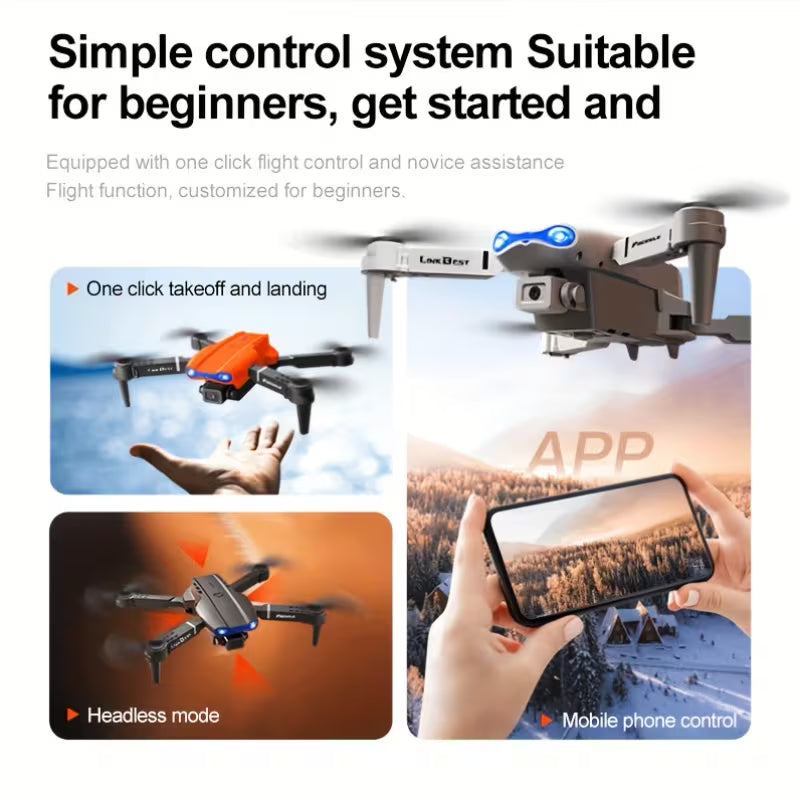 Le drone E99NOVA est doté de deux caméras avec un hovering à flux optique, assurant une imagerie de haute qualité et un vol stable. Ses ailes pliables facilitent le stockage.