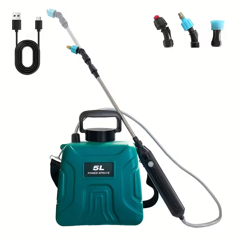 Pulvérisateur Électrique 8L, 5L, 3.7V Puissance Forte, Tige Télescopique Libre, Trois Buses Internes Convertibles, Ceinture d'Épaule Portable Réglable pour Jardin, Bouteille d'Arrosage de Jardin, Convient pour Pelouse et Jardinage, Vert