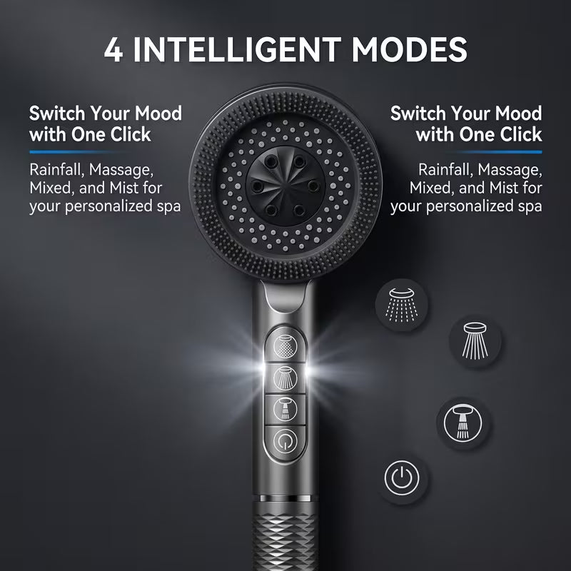 Pommeau de douche haute pression professionnel à 3 modes de pulvérisation avec tuyau de 1,5 m