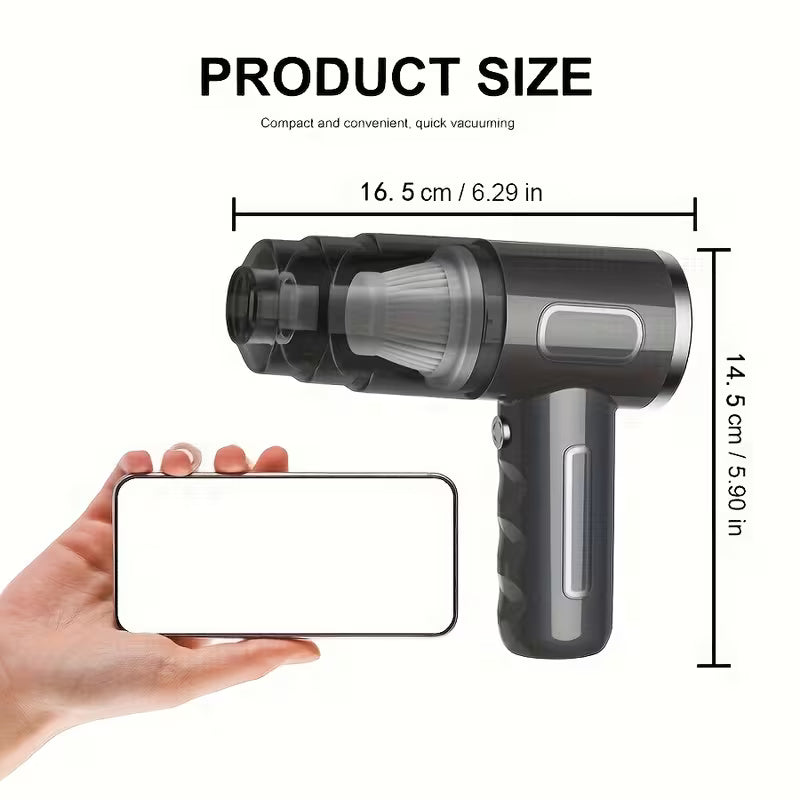 Aspirateur sans fil pour la maison et la voiture, double usage, forte puissance d'aspiration, chargement rapide USB, avec brosse pour crevasses + tête de nettoyage pour ordinateur, aspirateur à main multifonctionnel, une machine pour de multiples usages