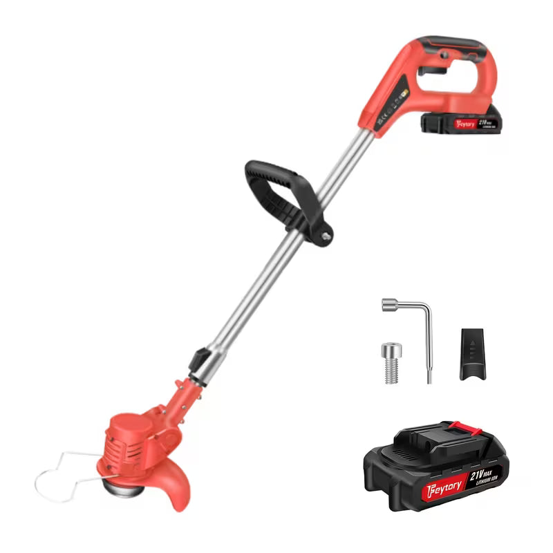 Machine SEULEMENT 21V Coupe-bordures, Tondeuse à gazon sans fil, Coupe-mousse télescopique léger avec batterie Li-ion 1500mAh pour cour, Coupe-bordure électrique de jardin
