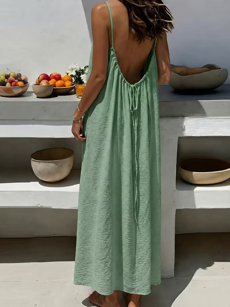 Nouvelle robe jupe longue décontractée dos nu style vacances pour femmes