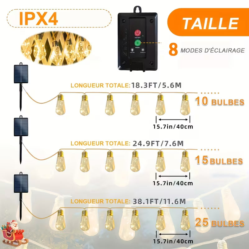 Guirlande Lumineuse d'Extérieur à Énergie Solaire