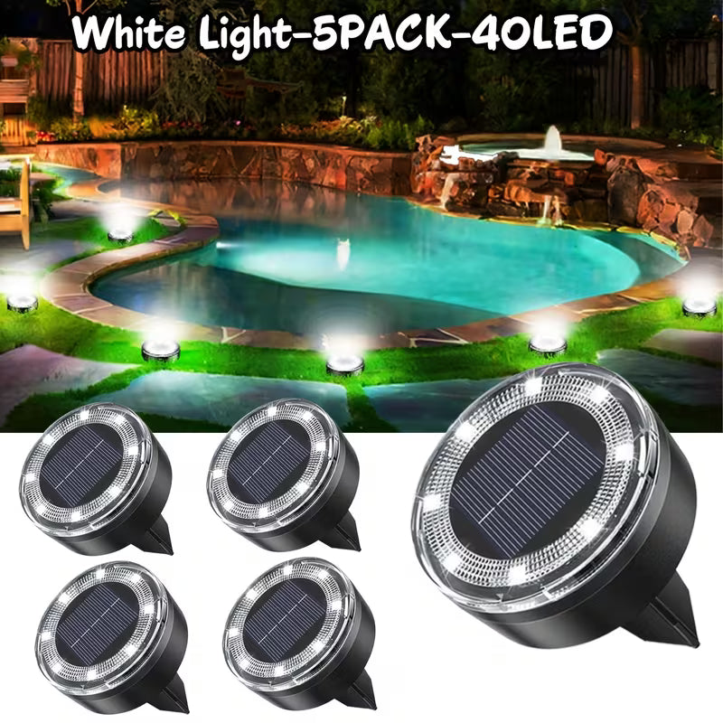 Lampes solaires de sol 56LED 40LED, lot de 7/5 lampes solaires pour statues, lampes décoratives d'extérieur IP44, éclairage paysager plat à LED amélioré, convient aux allées extérieures, jardins, cours et allées