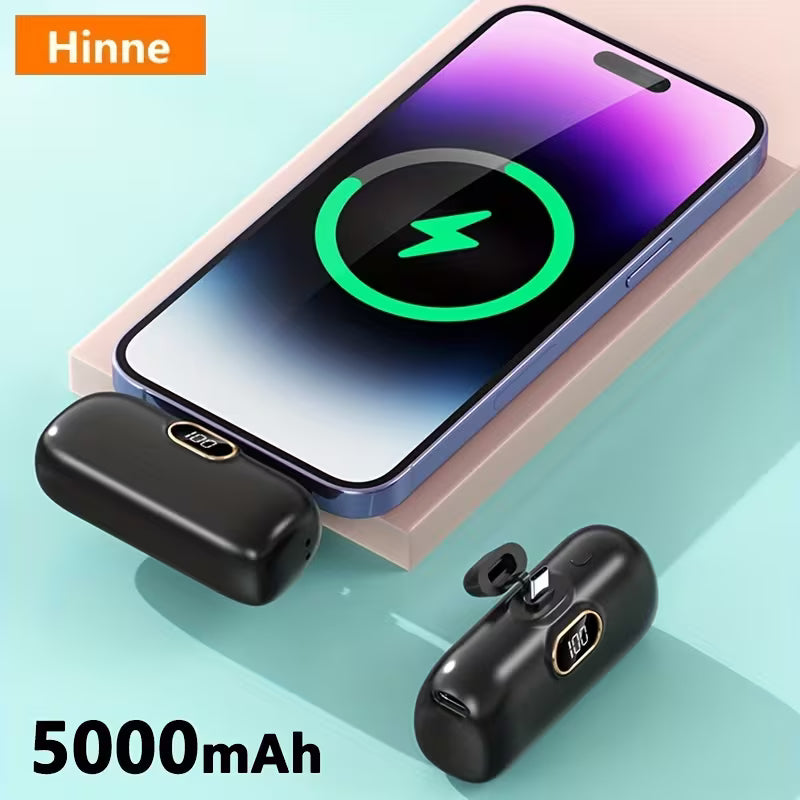 Hinne Mini Chargeur Portable 5000mAh, Batterie Externe Ultra-Compacte pour Voyage, Power Bank de Poche d'Urgence, Batterie de Secours USB pour Mobile, Cadeau
