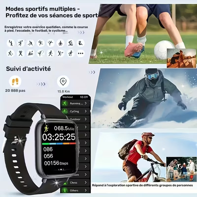 Montre pour femme avec écran tactile de 1,84 pouces et bracelet classique